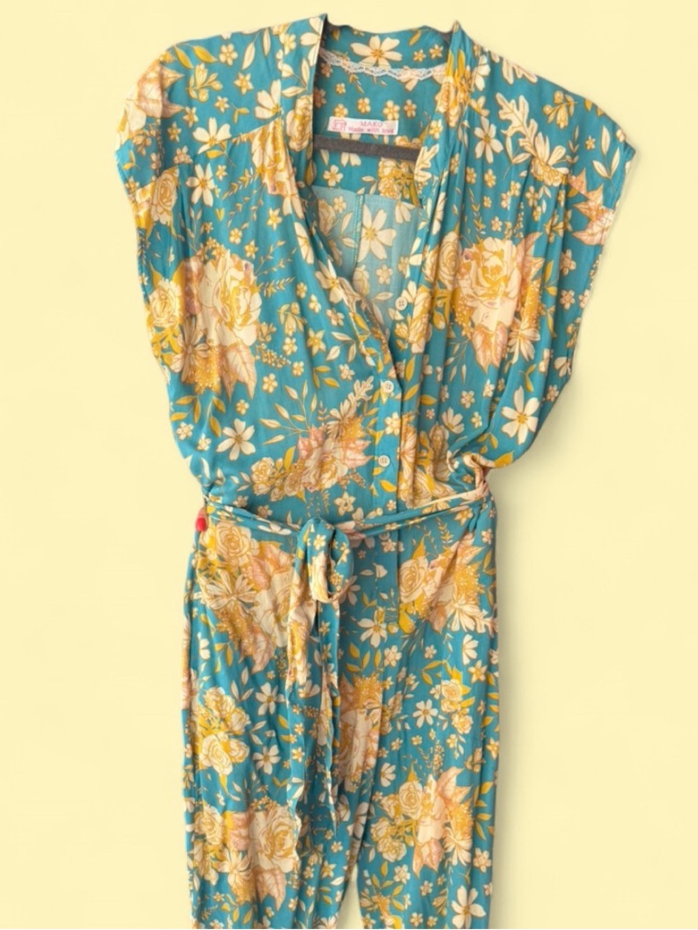 Floral Jumpsuit with Tie Waist